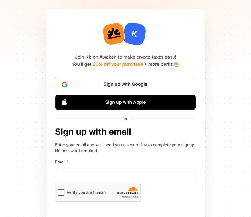 Awaken page opened through our partner link