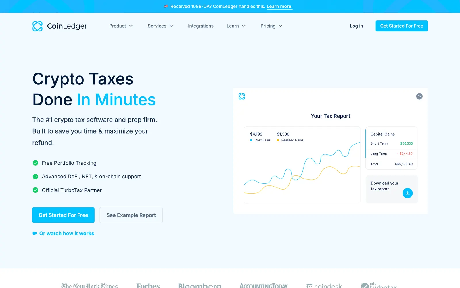 CoinLedger page opened through our partner link