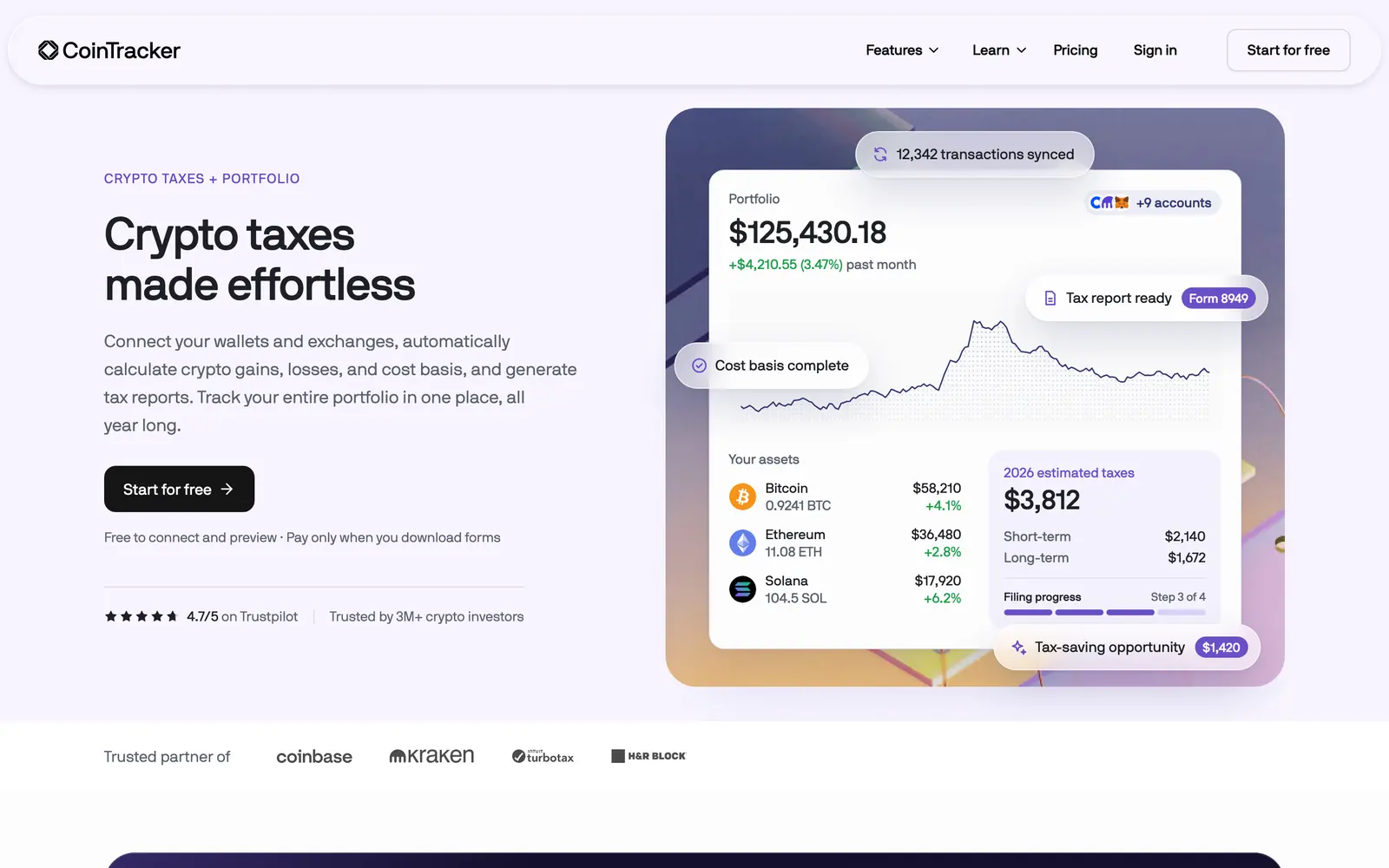 CoinTracker homepage