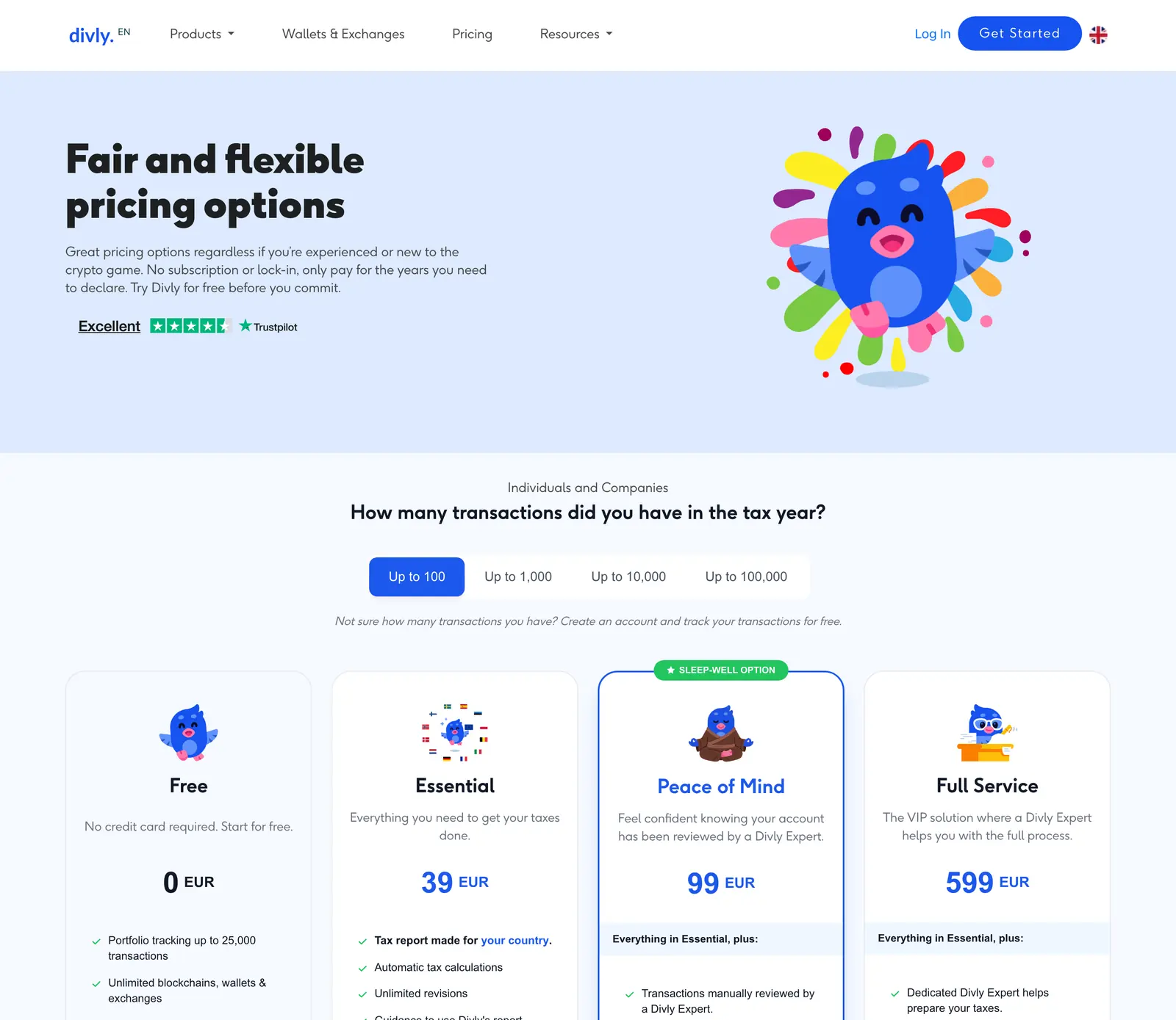 Divly pricing page with plan prices