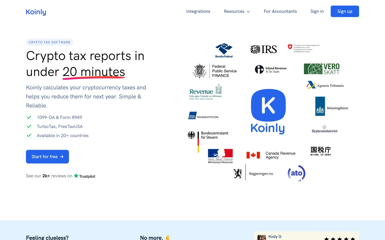 Koinly page opened through our partner link
