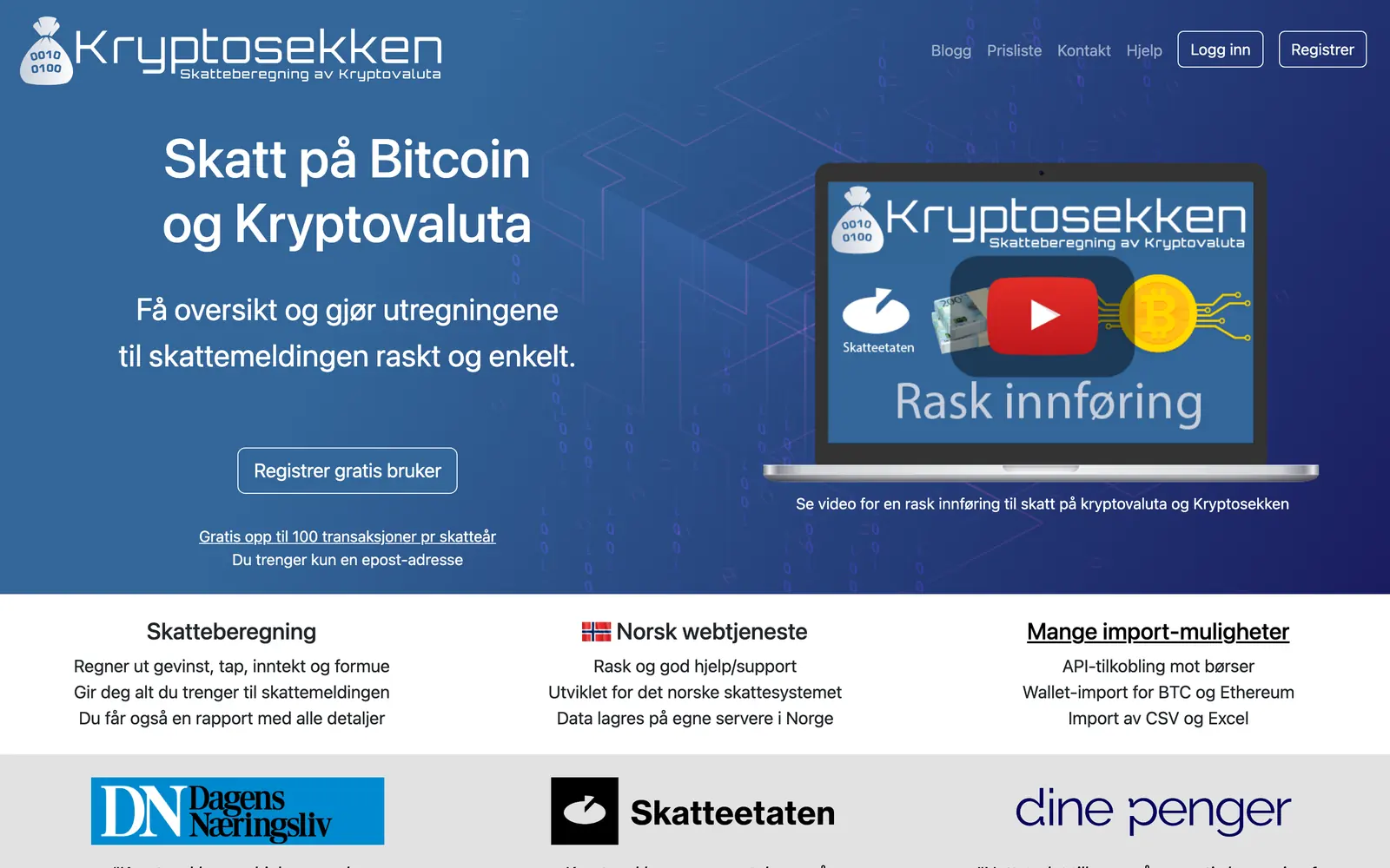 Kryptosekken homepage